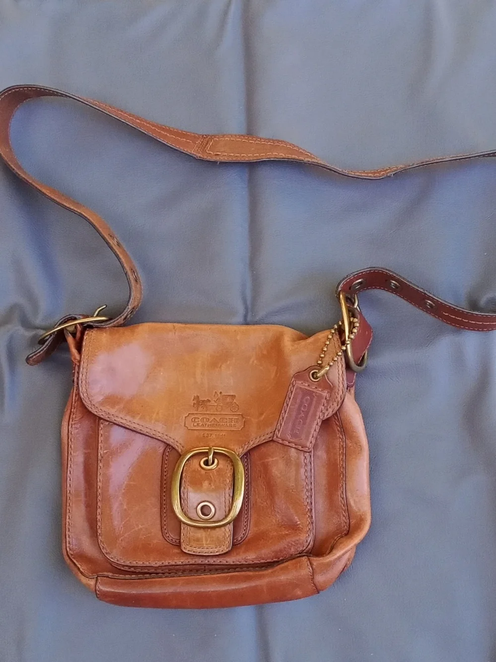 Coach Tan Leather Buckle Shoulder Bag